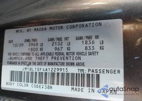 2010 Mazda Mazda3 I Touring z USA, uszkodzony, nr VIN JM1BL1SF4A1229915